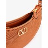 Mini hobo vlogo signature valentino garavani leather and rafia bag with metal and leather shoulder strap
