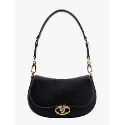 Leather shoulder bag with vlogo signature detail