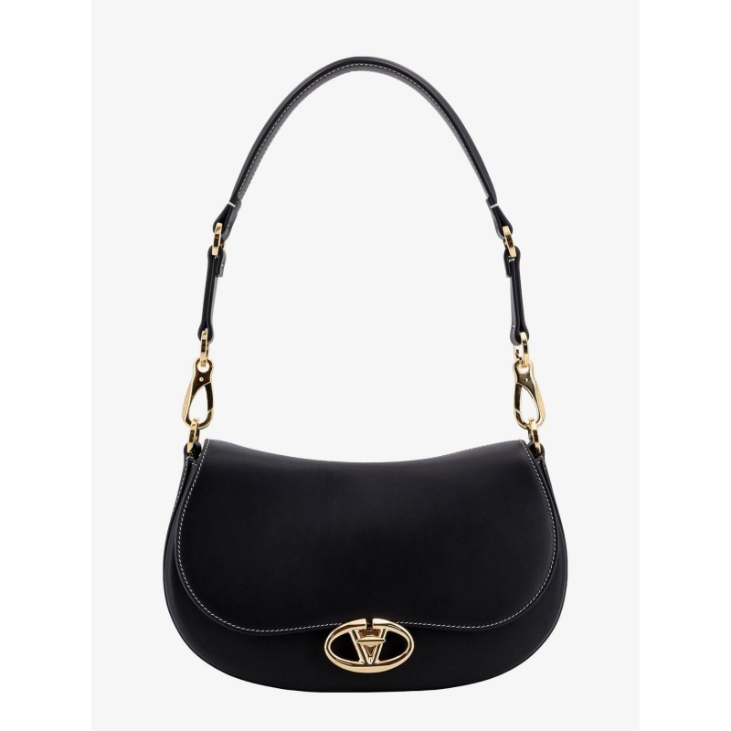 Leather shoulder bag with vlogo signature detail