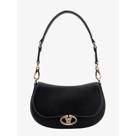 Leather shoulder bag with vlogo signature detail