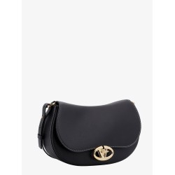 Leather shoulder bag with vlogo signature detail