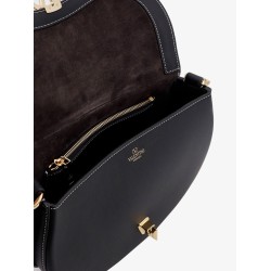 Leather shoulder bag with vlogo signature detail