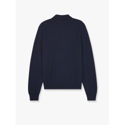 Wool polo shirt with embroidered foxy patch on the front