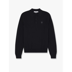 Wool polo shirt with embroidered foxy patch on the front