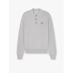 Wool polo shirt with embroidered foxy patch on the front