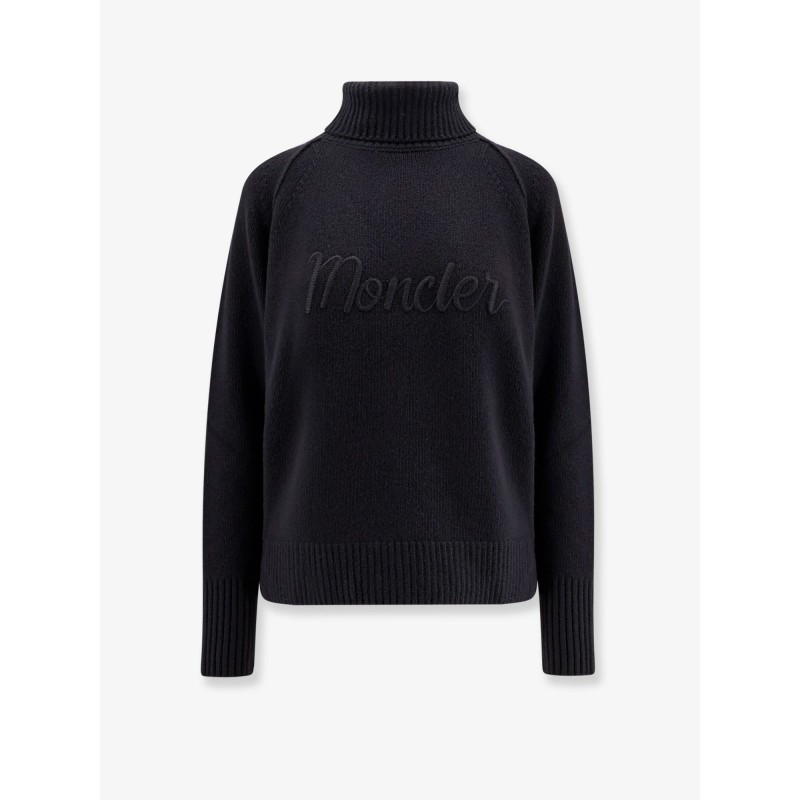Virgin wool and cashmere sweater with moncler embroidery