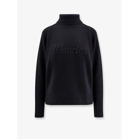 Virgin wool and cashmere sweater with moncler embroidery