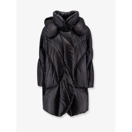 Padded long jacket with removable hood