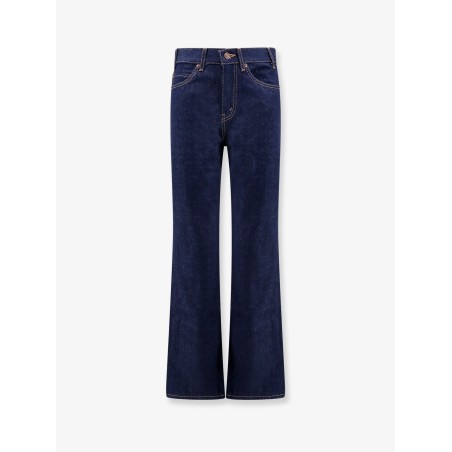 Cotton jeans with back leather patch