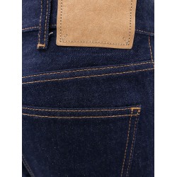 Cotton jeans with back leather patch