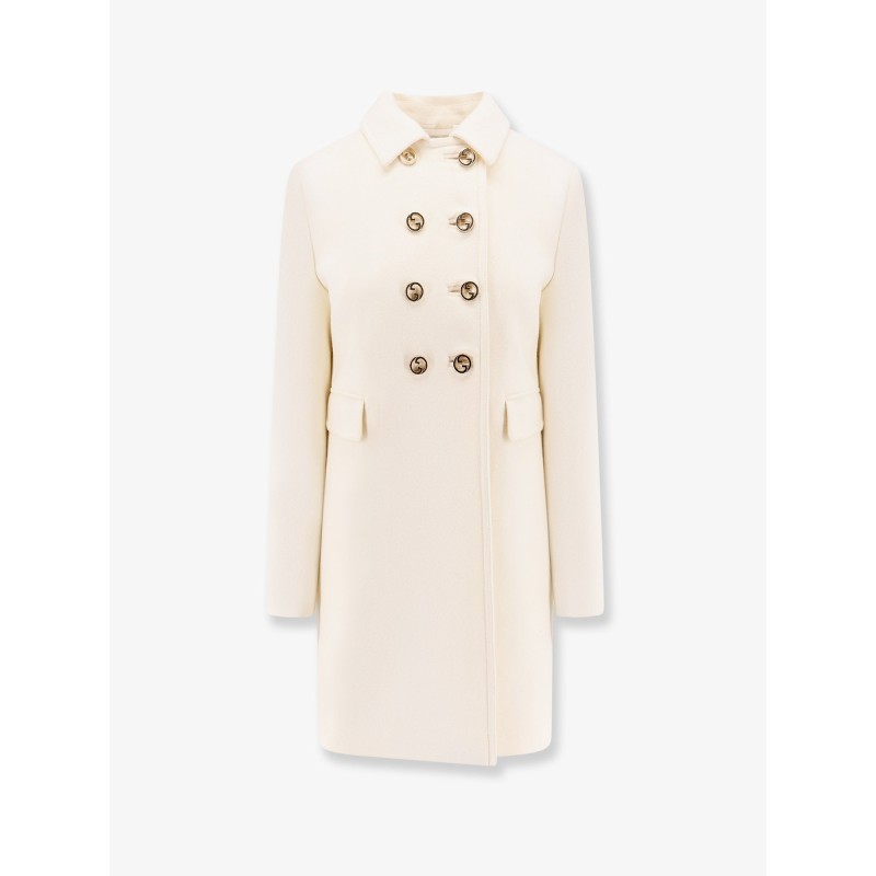 Wool coat with interlocking gg buttons