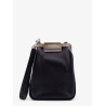 Leather handbag with metal logoed detail