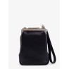 Leather handbag with metal logoed detail