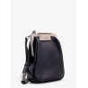 Leather handbag with metal logoed detail