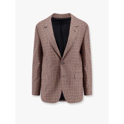 Cashmere blazer with suede patch detail