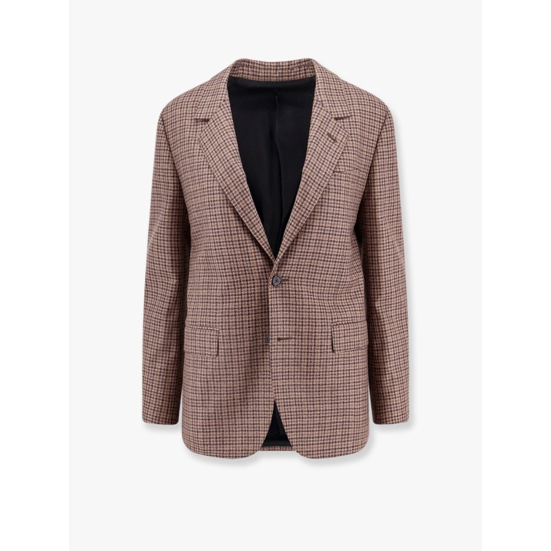 Cashmere blazer with suede patch detail