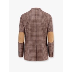 Cashmere blazer with suede patch detail