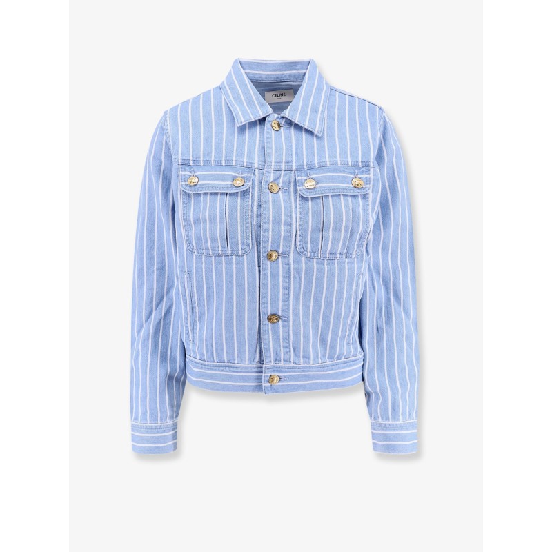 Striped cotton jacket with triomphe buttons