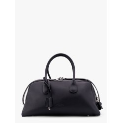 Leather handbag with engraved logo