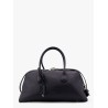 Leather handbag with engraved logo