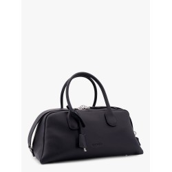 Leather handbag with engraved logo