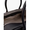 Leather handbag with engraved logo