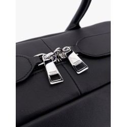 Leather handbag with engraved logo
