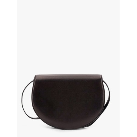 Leather shoulder bag with engraved logo
