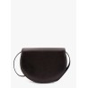 Leather shoulder bag with engraved logo