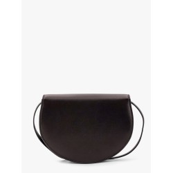 Leather shoulder bag with engraved logo