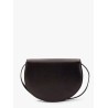 Leather shoulder bag with engraved logo