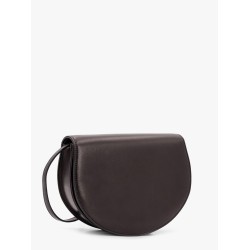 Leather shoulder bag with engraved logo