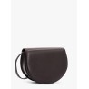 Leather shoulder bag with engraved logo