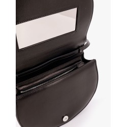 Leather shoulder bag with engraved logo