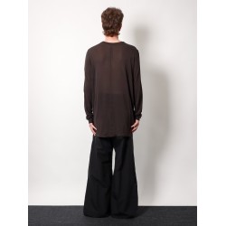 Sustainable viscose and silk t-shirt with logoed ribbon