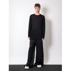 Sustainable viscose and silk t-shirt with logoed ribbon