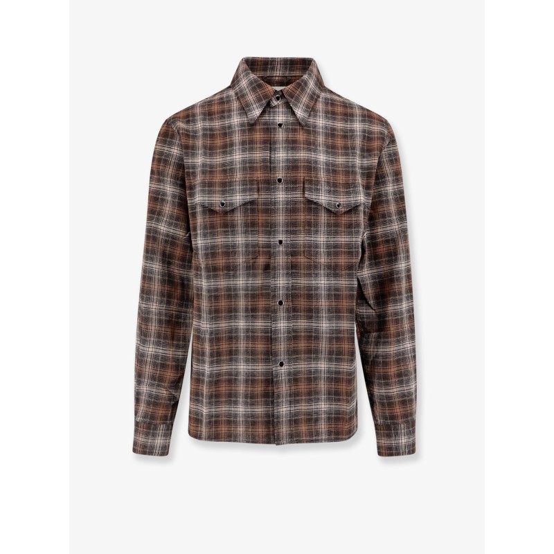 Cotton shirt with madras motif