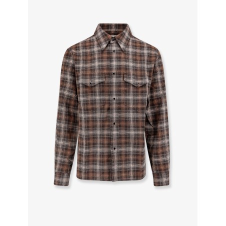 Cotton shirt with madras motif