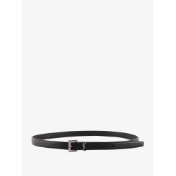 Leather belt with metal monogram