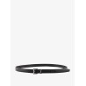 Leather belt with metal monogram