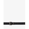 Leather belt with metal monogram