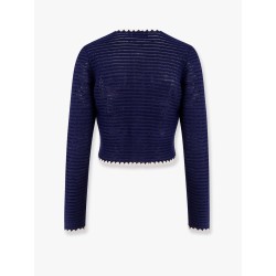 Crochet knitted cardigan with contrasting profiles