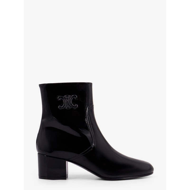 Patent leather boots with engraved triomphe logo