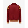 Satin bomber with enamelled snap buttons, striped ribbed inserts and triomphe embroidery