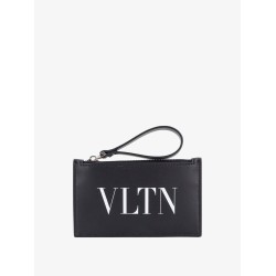 Leather card holder with vltn print