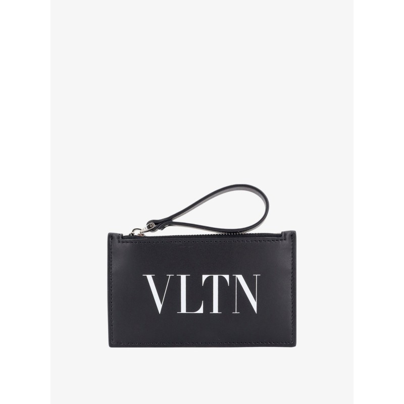 Leather card holder with vltn print