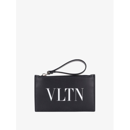 Leather card holder with vltn print