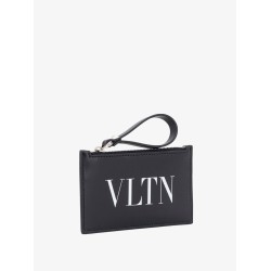 Leather card holder with vltn print