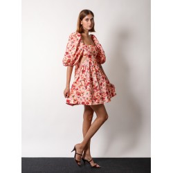 Linen dress with floral print