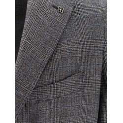 Virgin wool dress with prince of wales motif